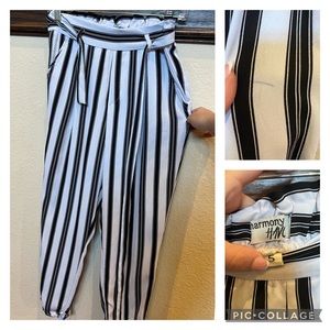 Black and white paperbag dress pants